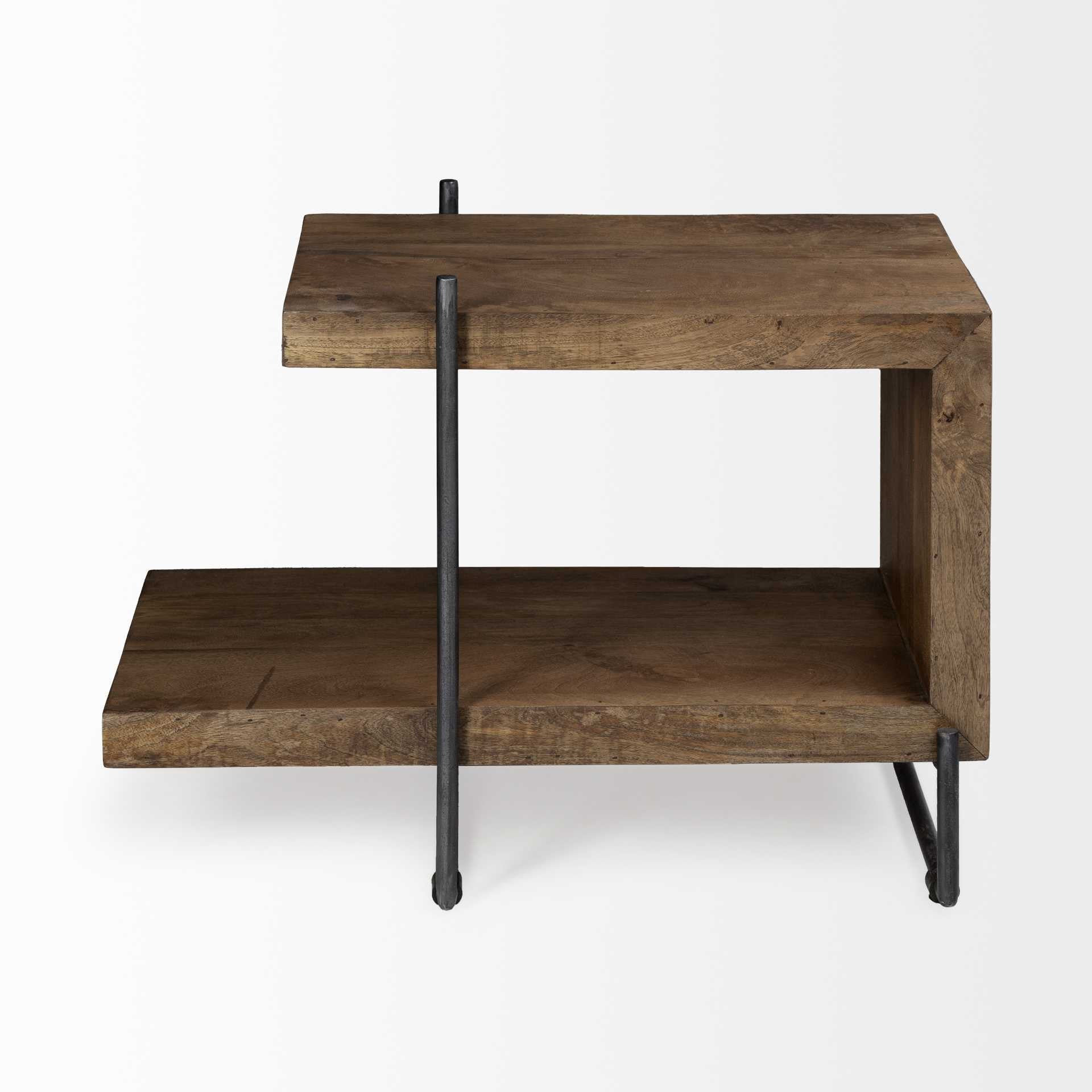 30" Brown Open Multi-Shelf End table