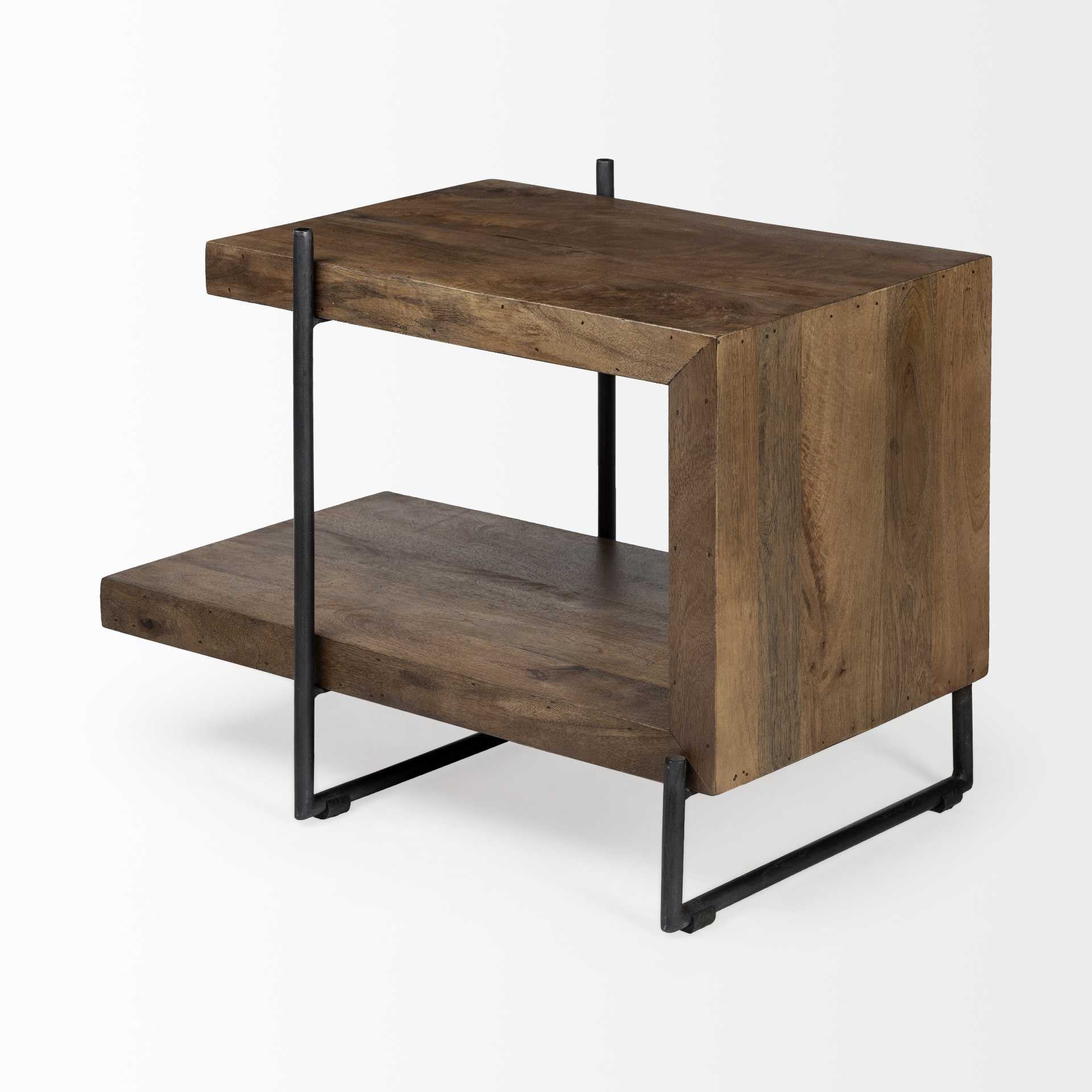 30" Brown Open Multi-Shelf End table