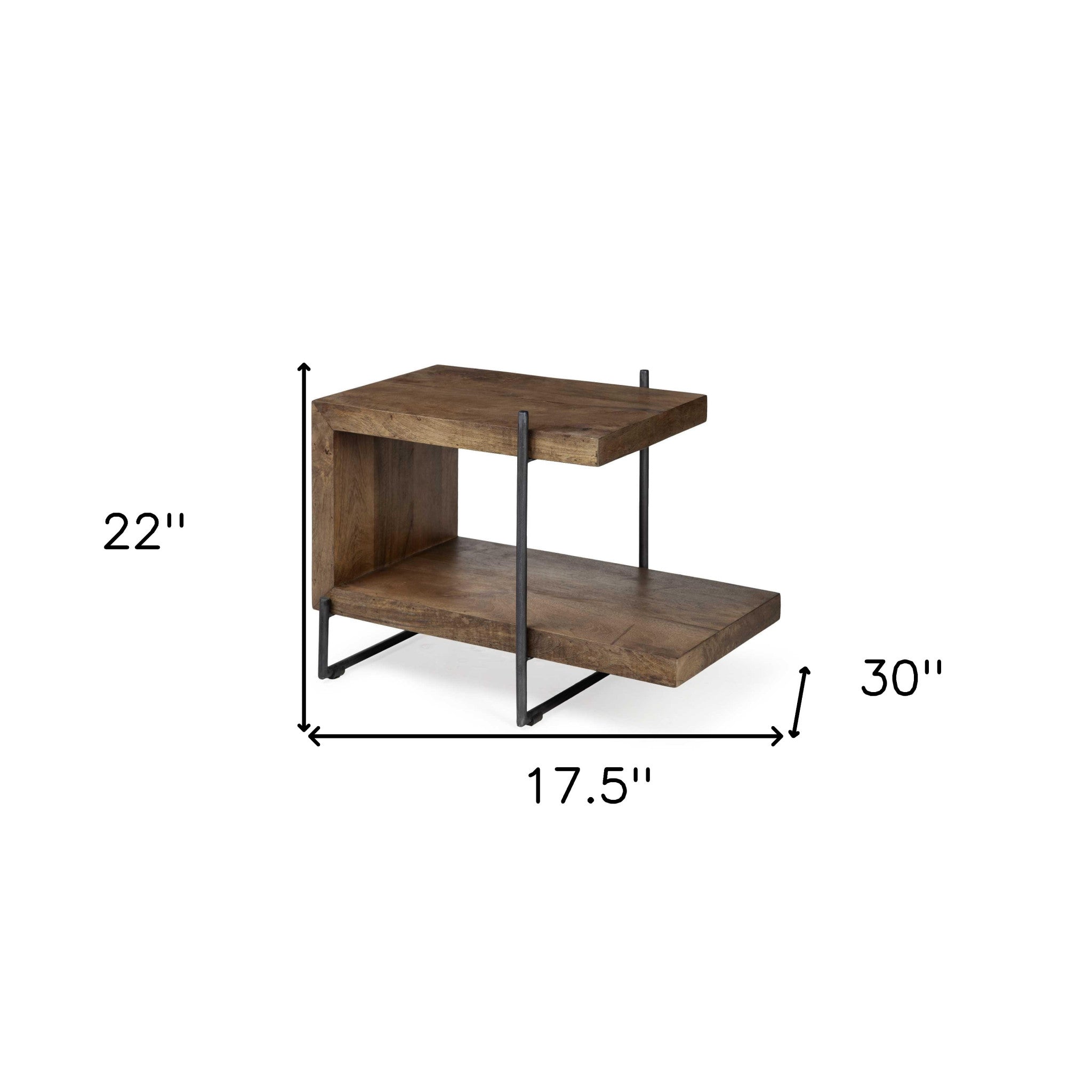 30" Brown Open Multi-Shelf End table