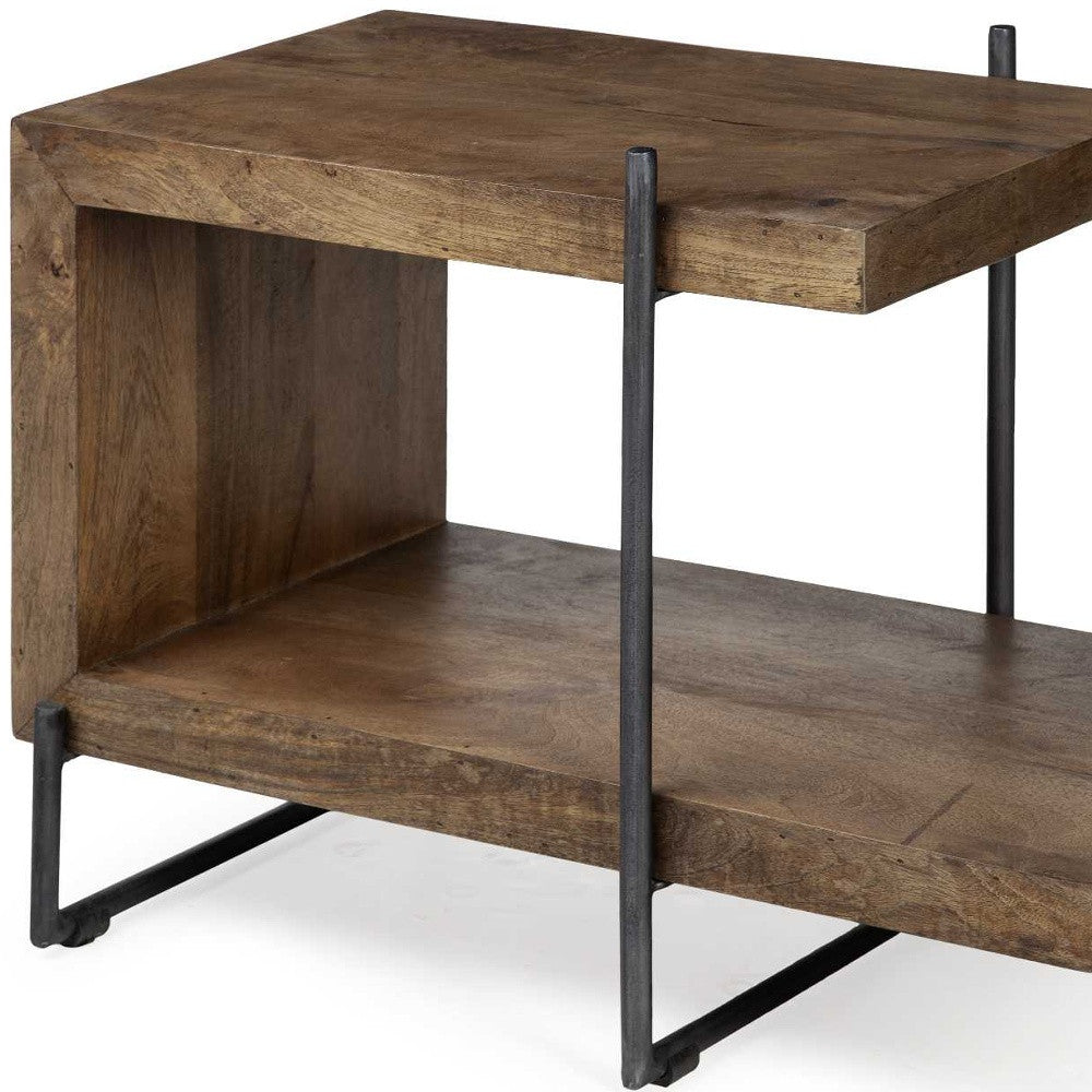 30" Brown Open Multi-Shelf End table