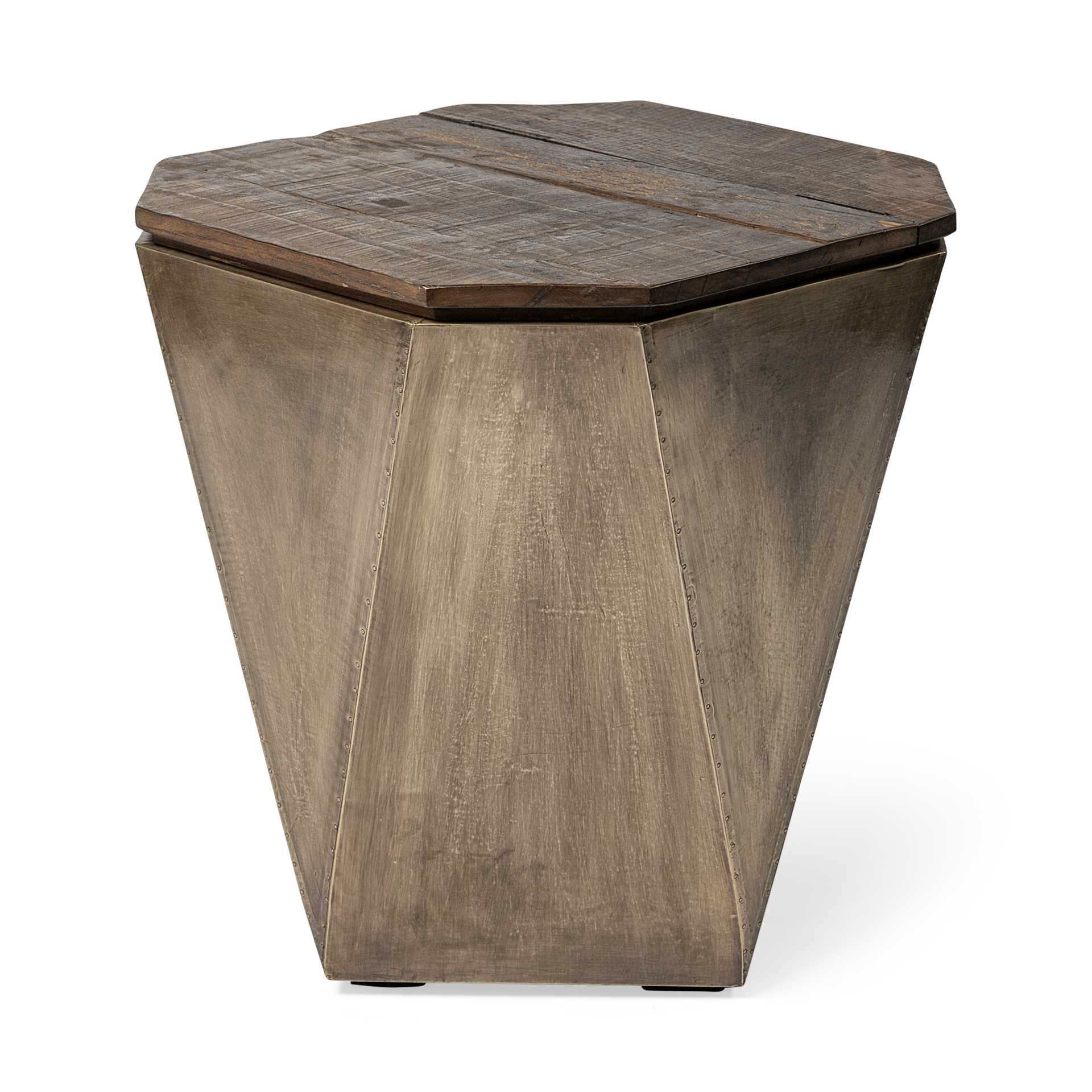 19" Brown Wood Storage End table