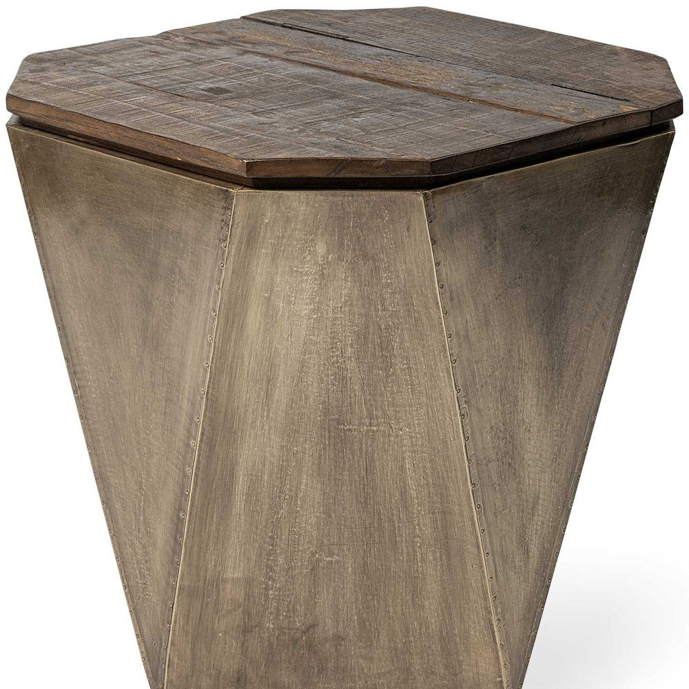 19" Brown Wood Storage End table