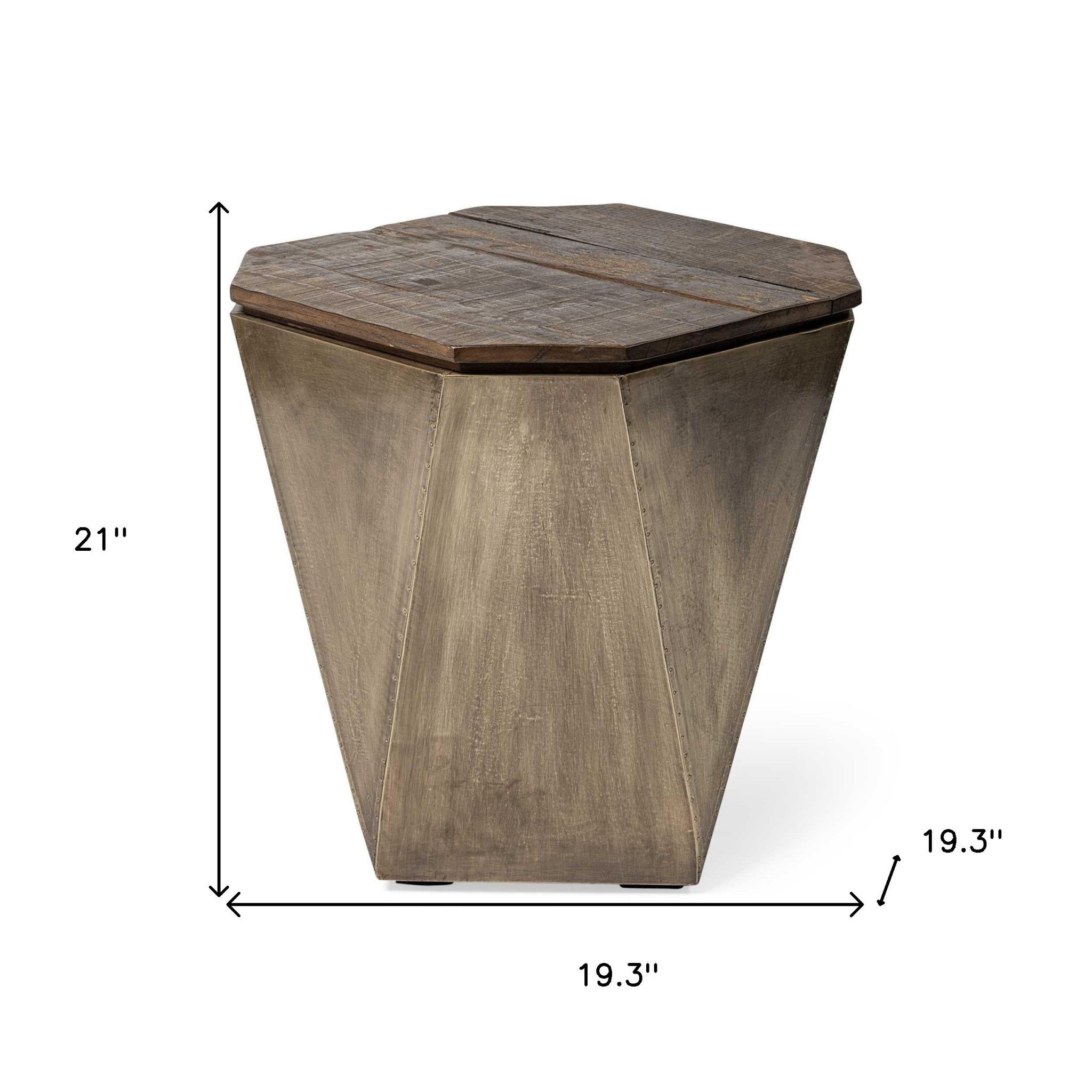 19" Brown Wood Storage End table