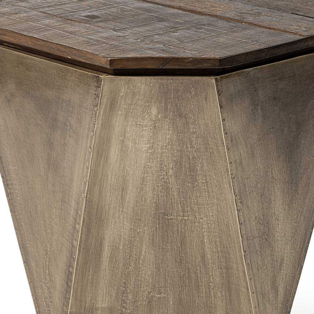 19" Brown Wood Storage End table