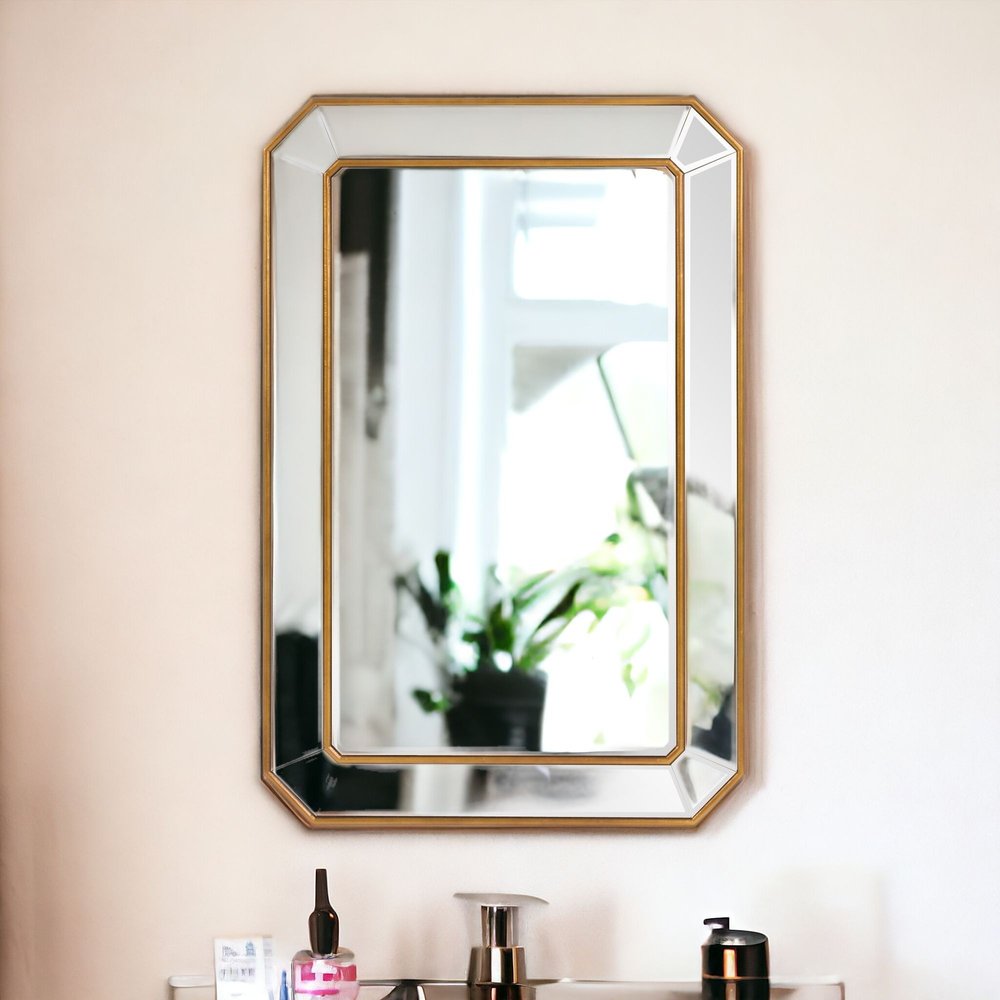 24" Gold Leaf Rectangle Mirror with Angled Corners
