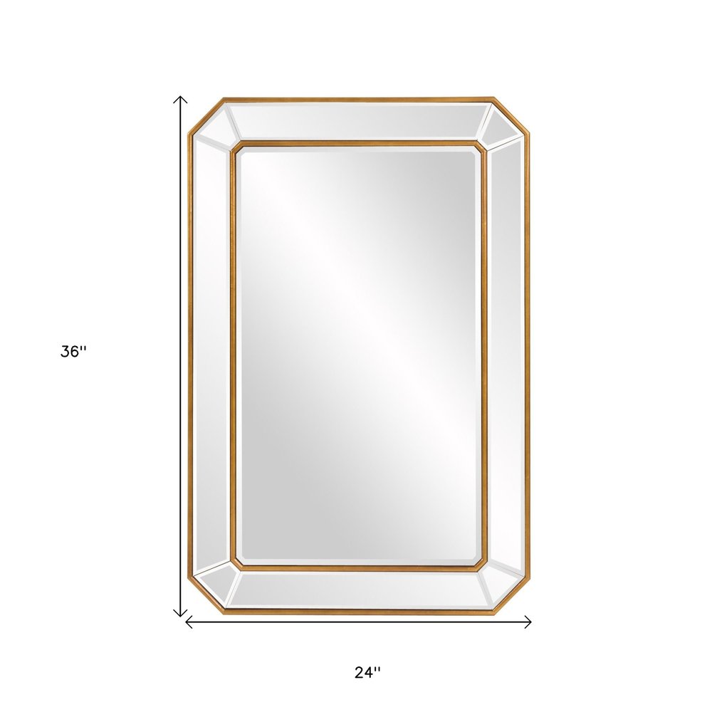 24" Gold Leaf Rectangle Mirror with Angled Corners