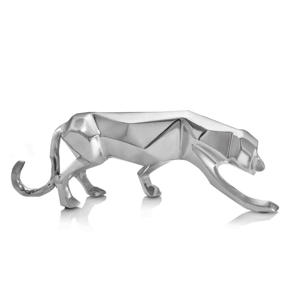 18" Sliver Metal Panther Sculpture