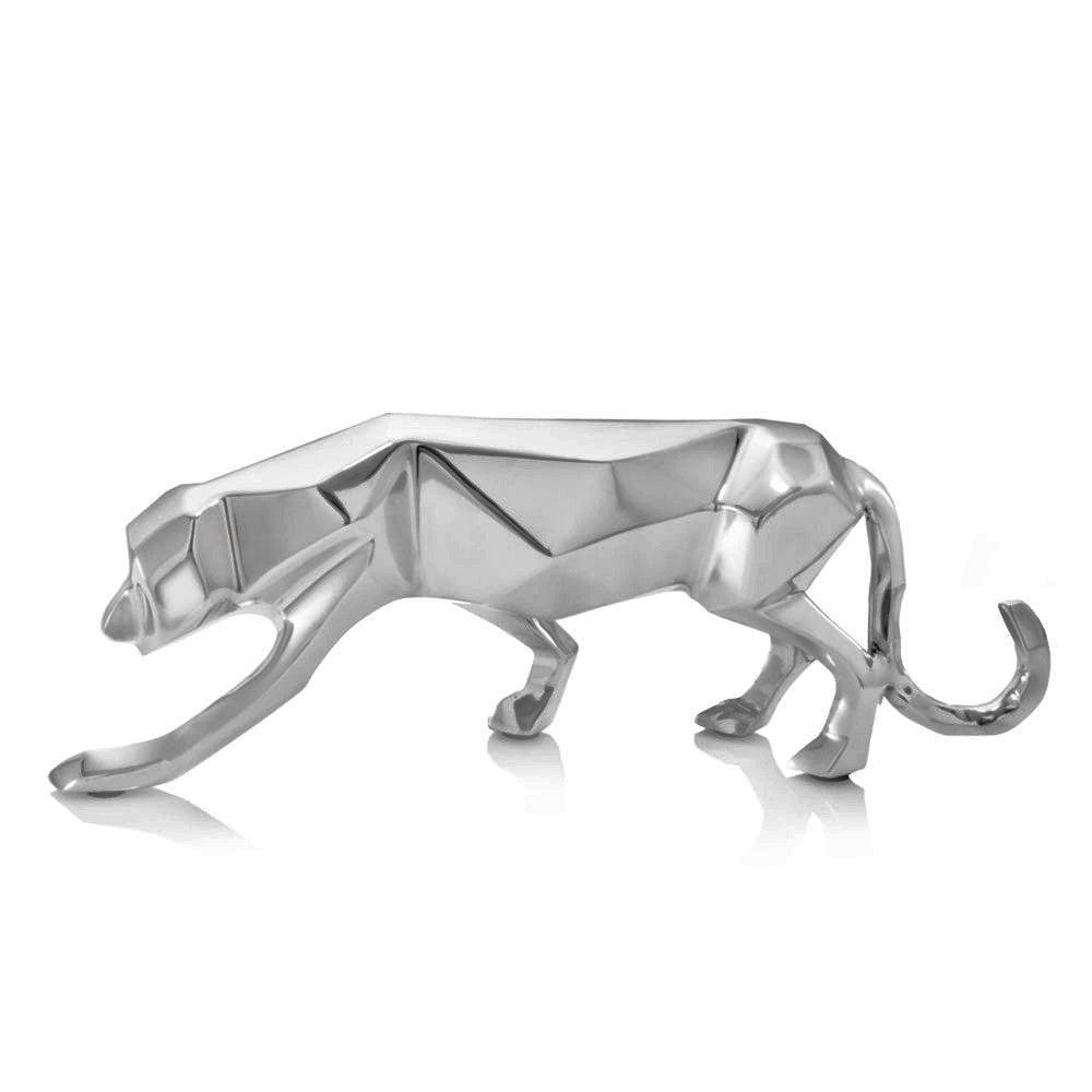 18" Sliver Metal Panther Sculpture