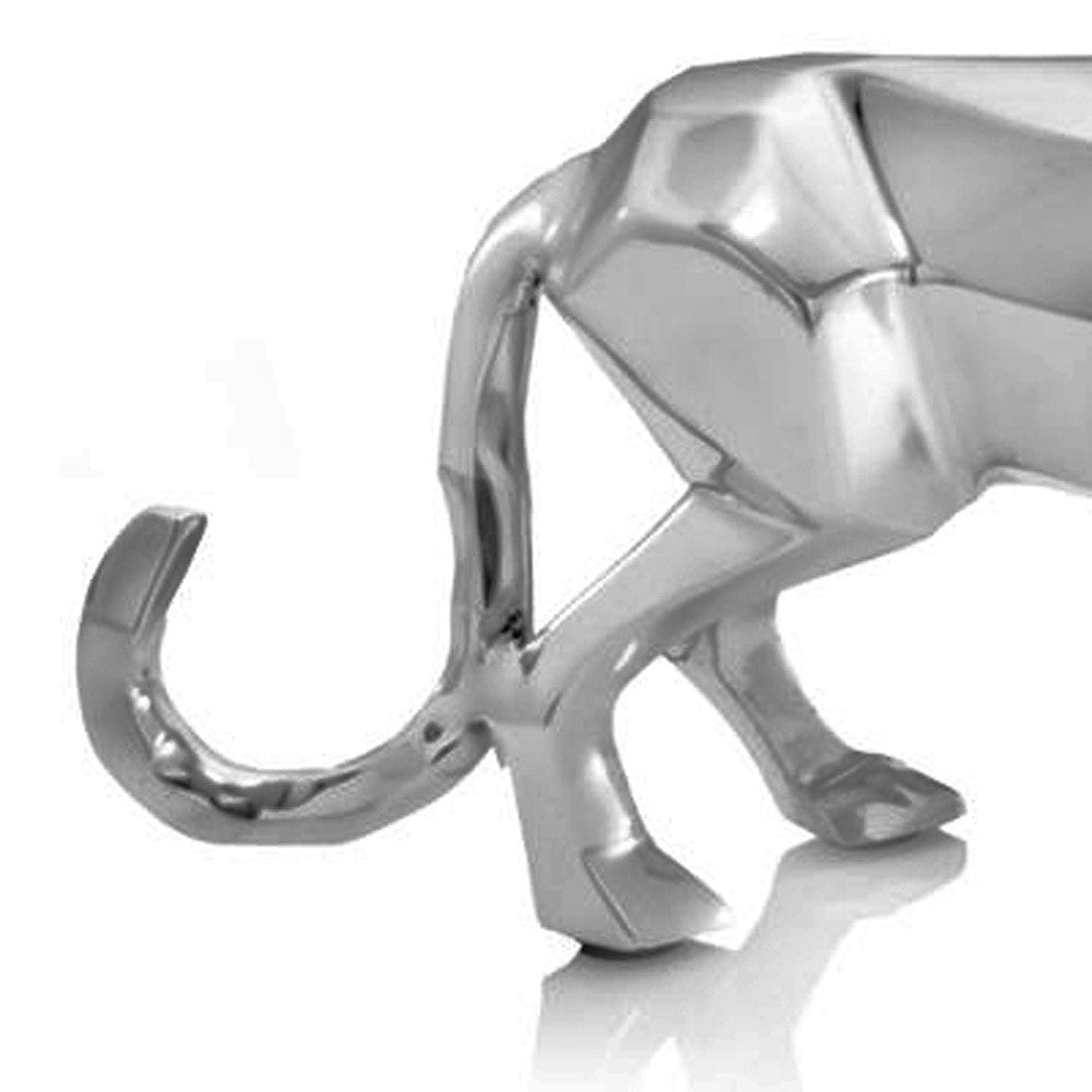 18" Sliver Metal Panther Sculpture