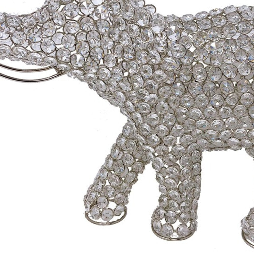 15" Silver Faux Crystal Elephant Sculpture
