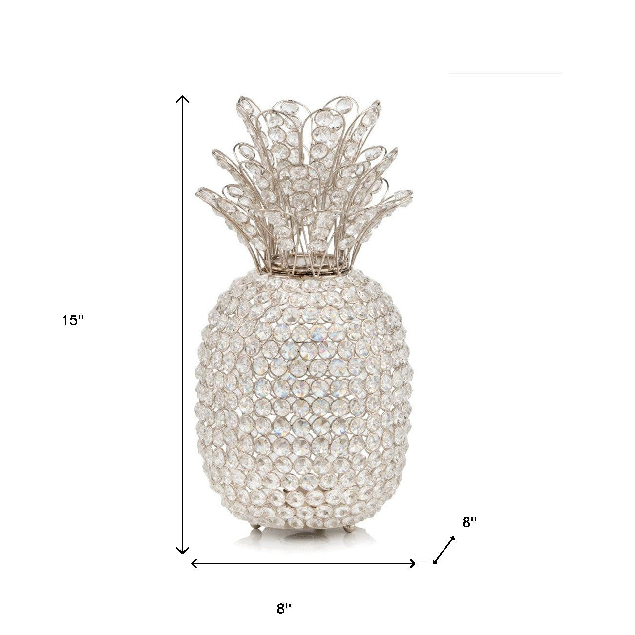 15" Silver Faux Crystal Pineapple