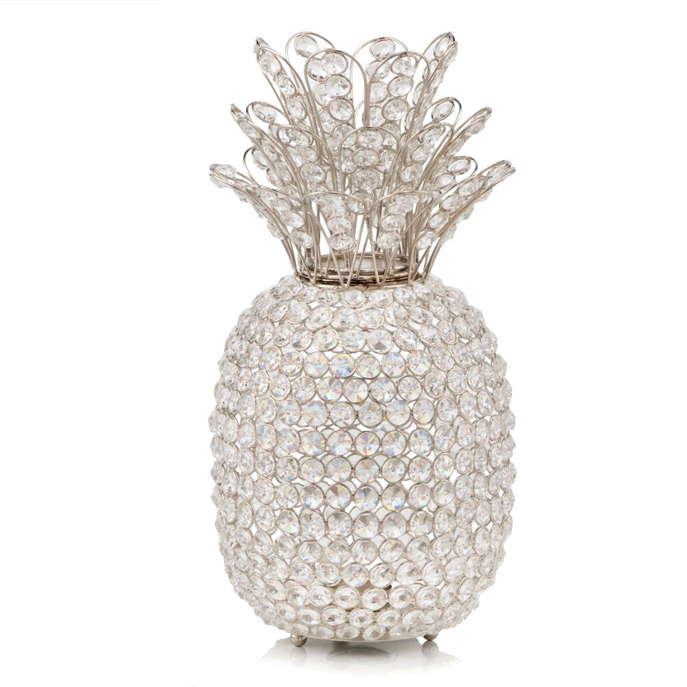 15" Silver Faux Crystal Pineapple