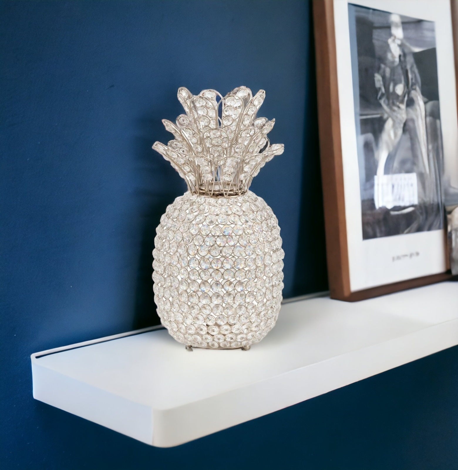 15" Silver Faux Crystal Pineapple