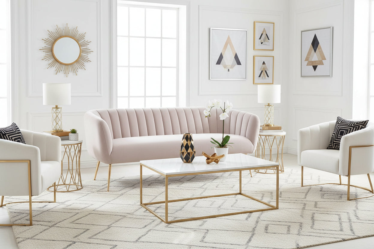 70" Velvet Channel Tufted Deco Sofa