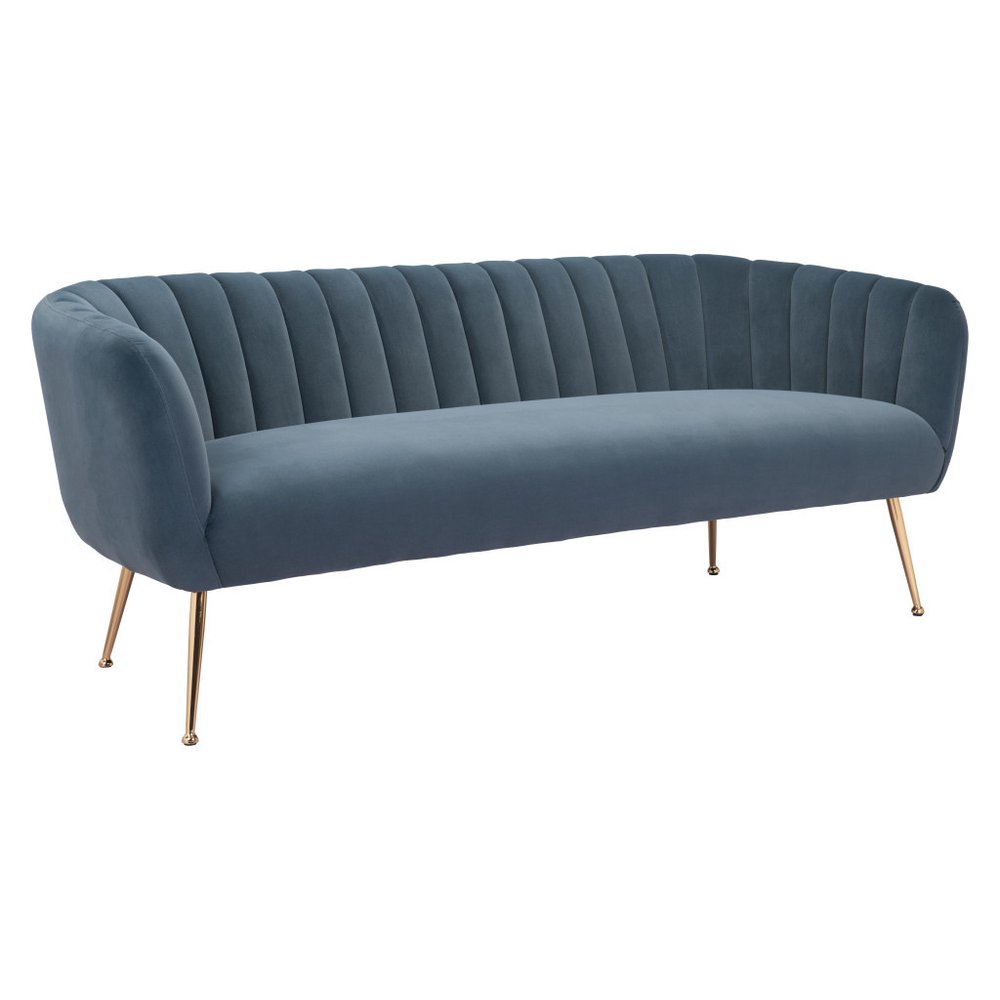 70" Velvet Channel Tufted Deco Sofa