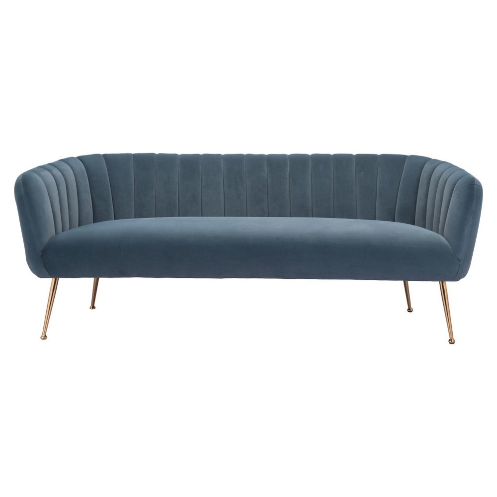 70" Velvet Channel Tufted Deco Sofa
