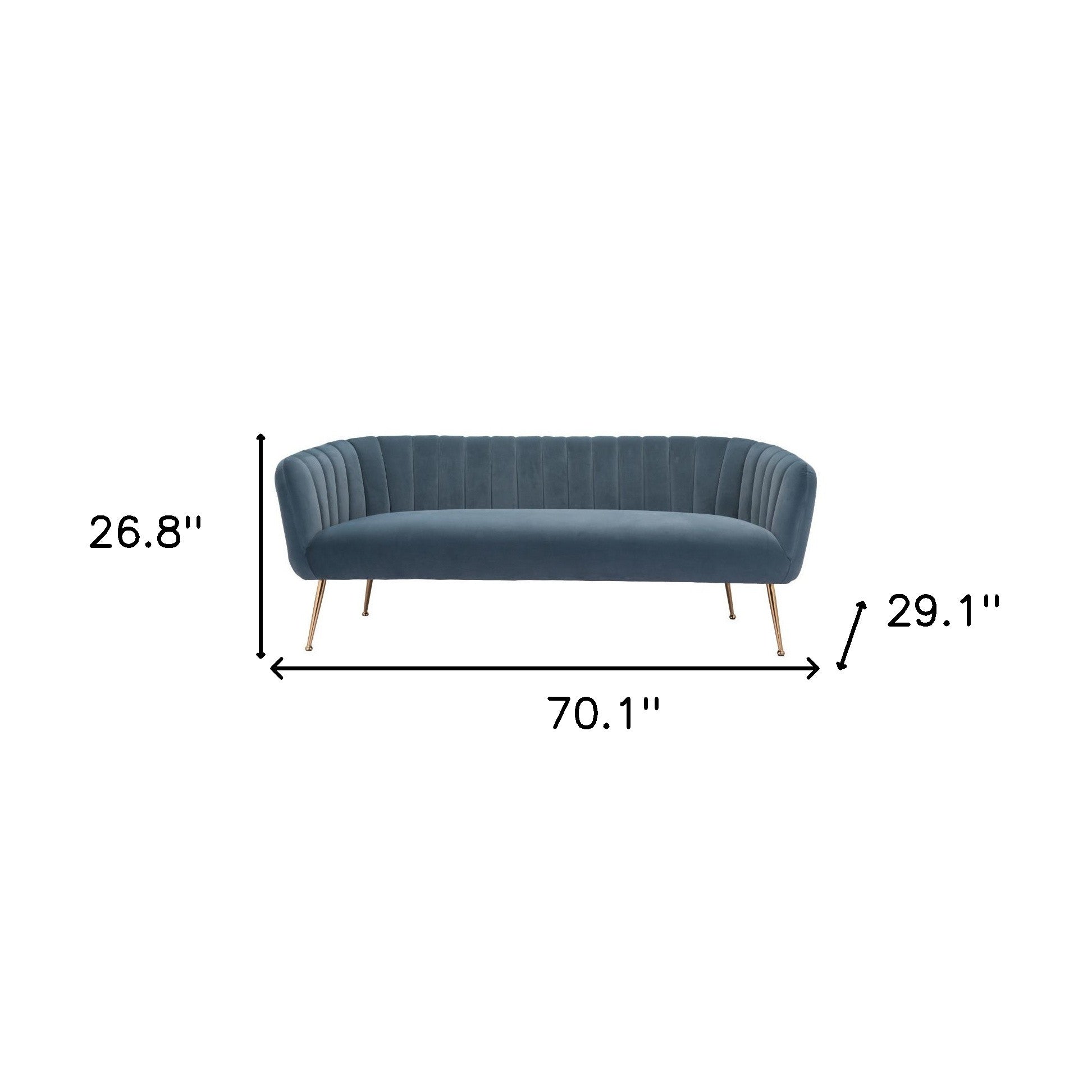 70" Velvet Curved Tuxedo Sofa