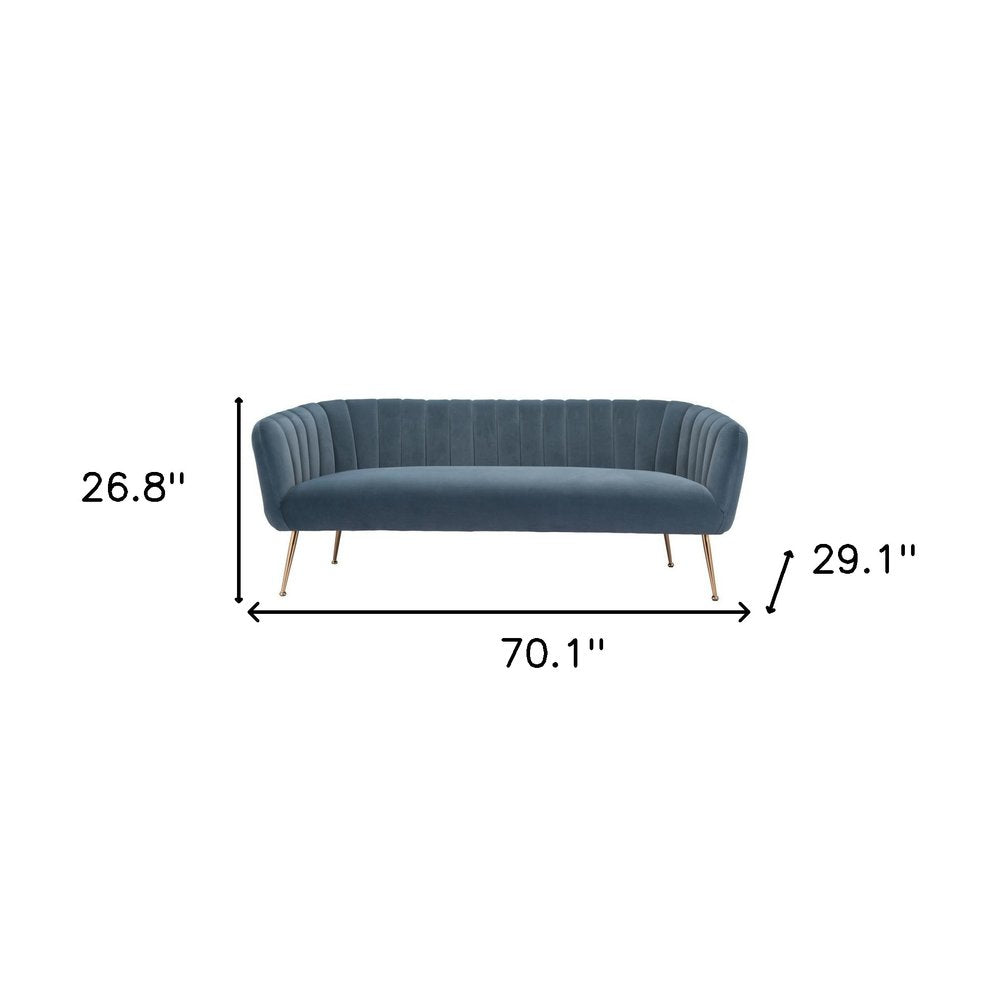 70" Velvet Channel Tufted Deco Sofa