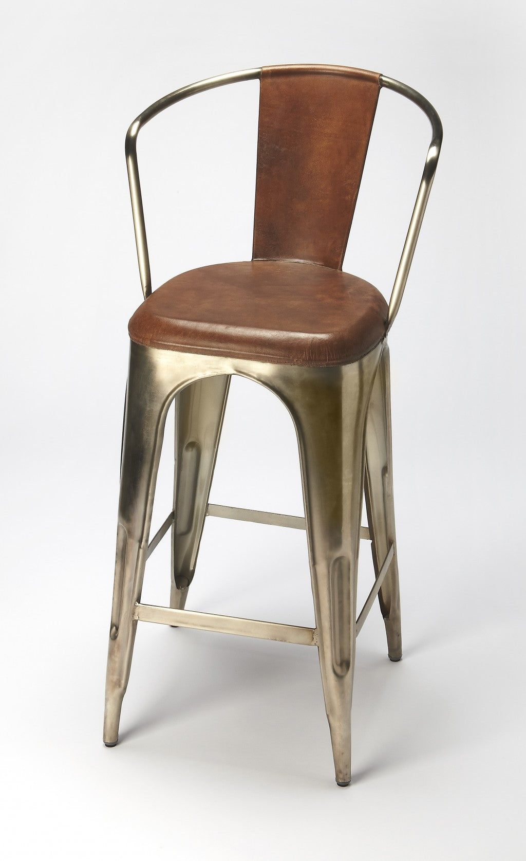 43" Brown And Gold Modern Bar Chair