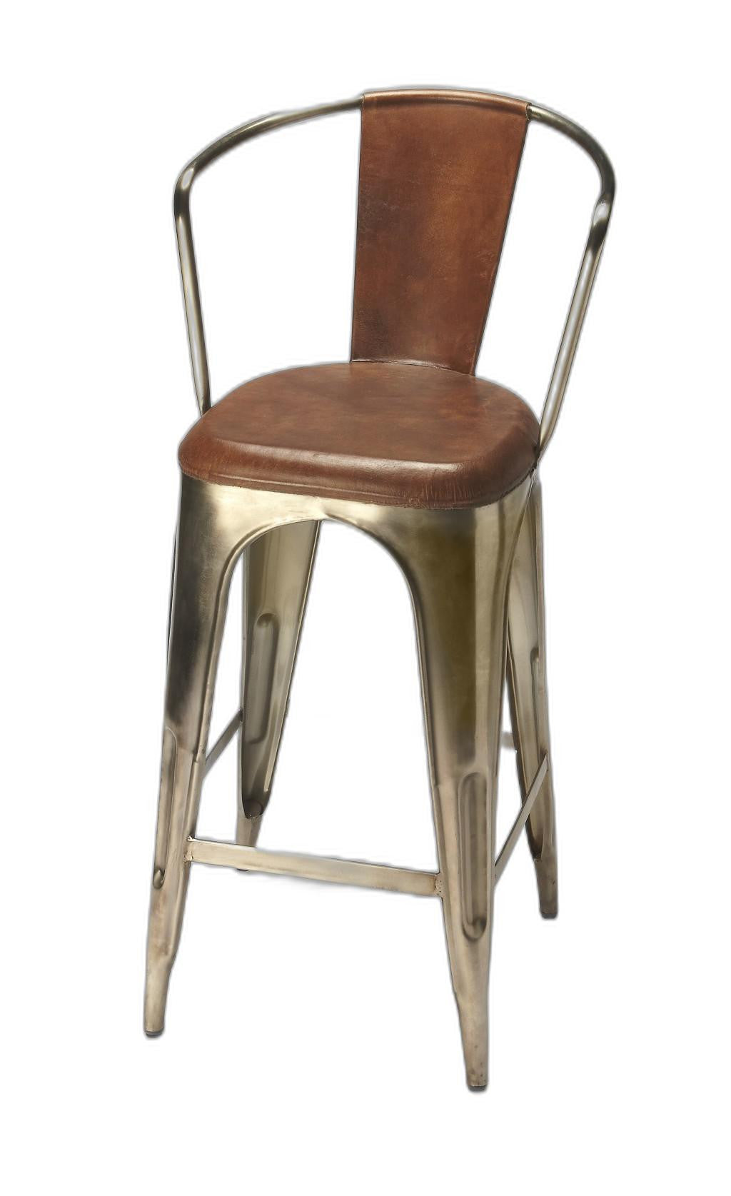 43" Brown And Gold Modern Bar Chair