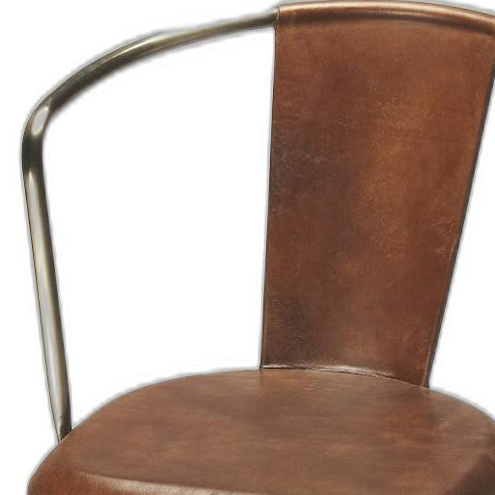 43" Brown And Gold Modern Bar Chair