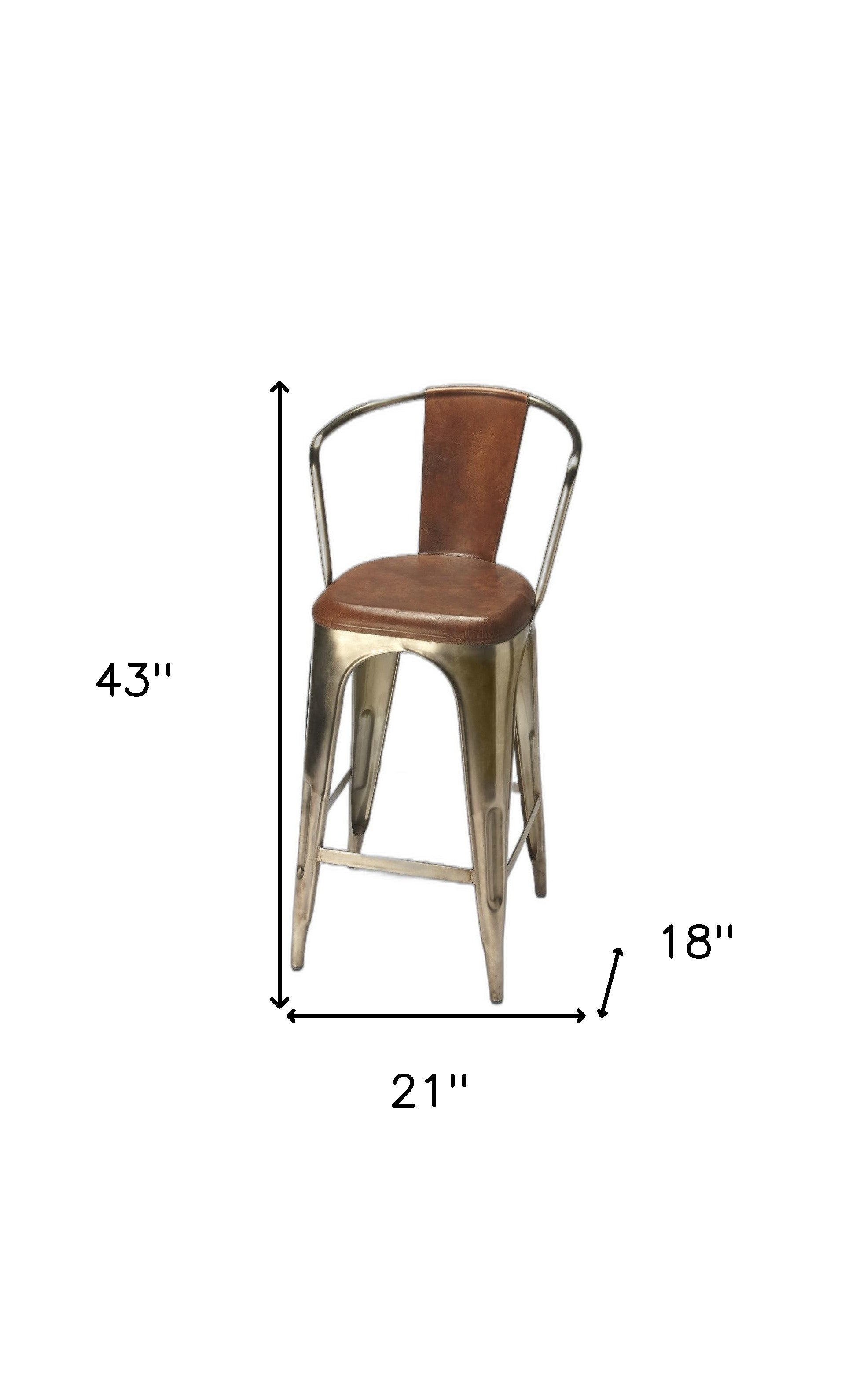 43" Brown And Gold Modern Bar Chair