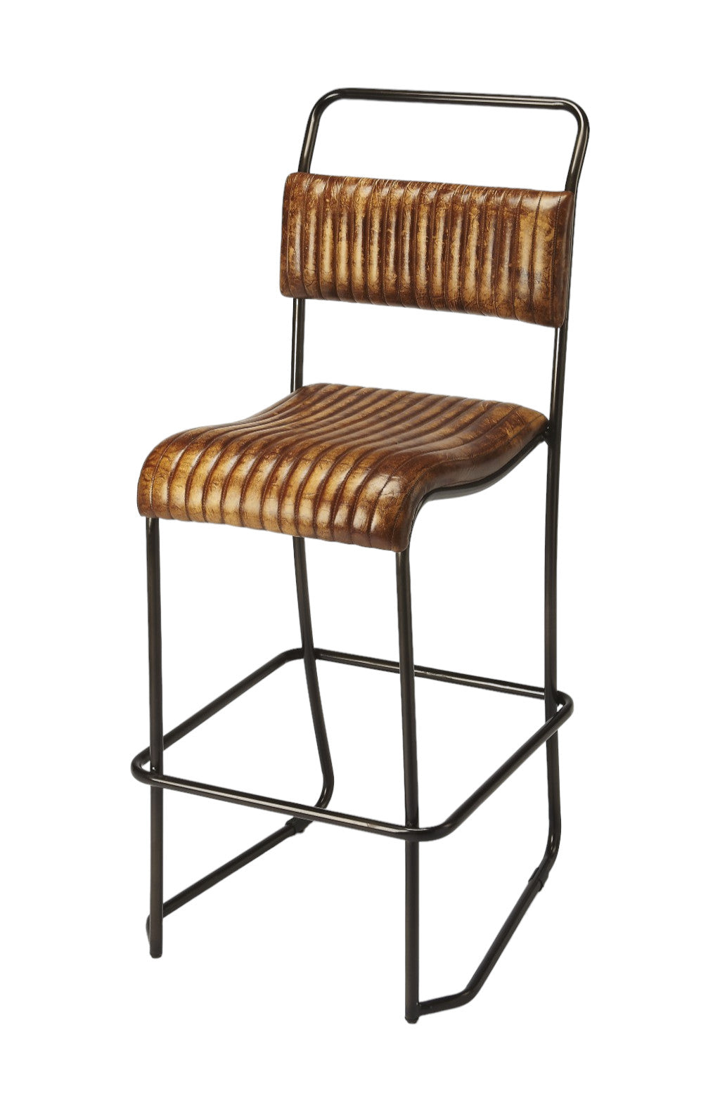 46" Brown and Black Channel Back Chair