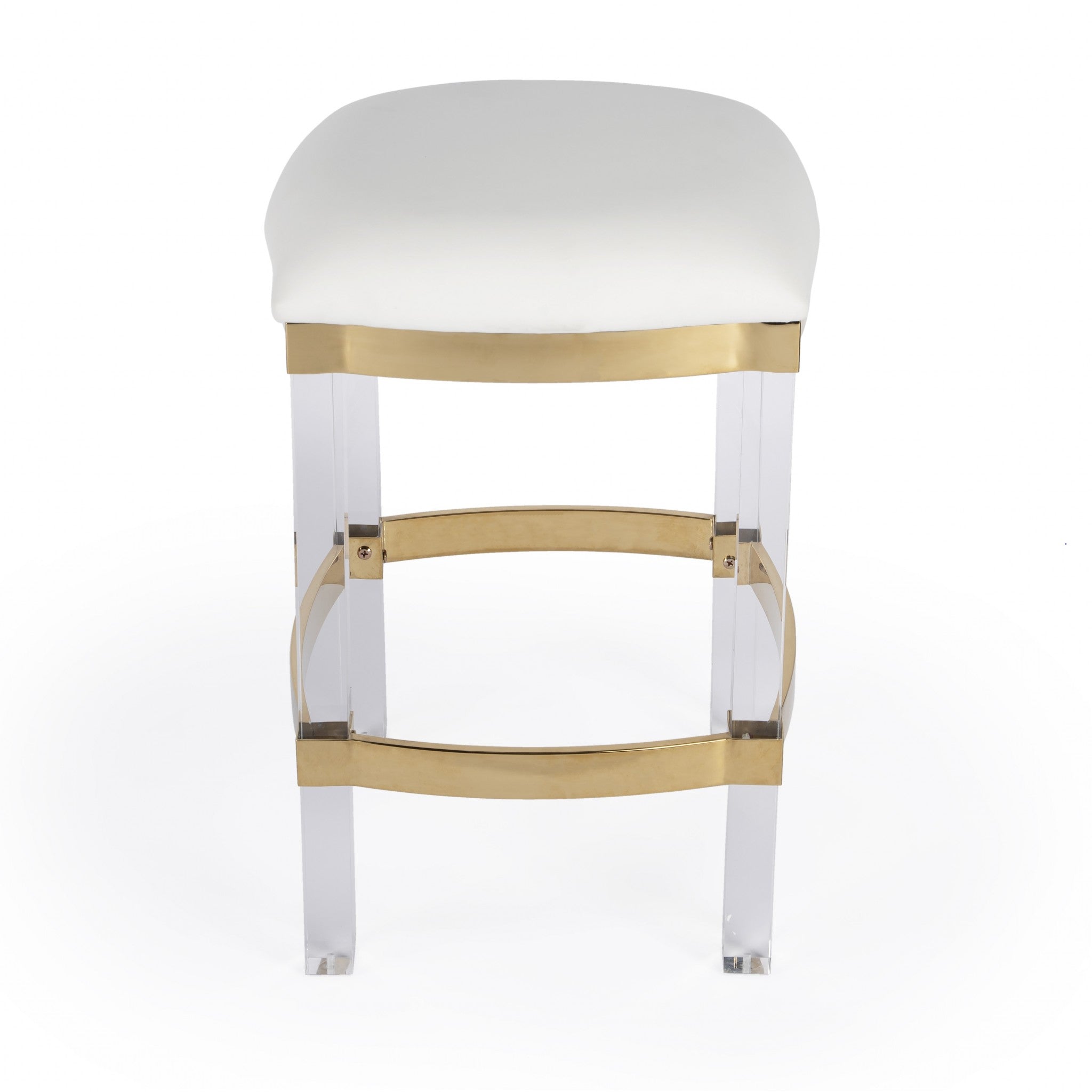 24" White and Gold Accent Barstool