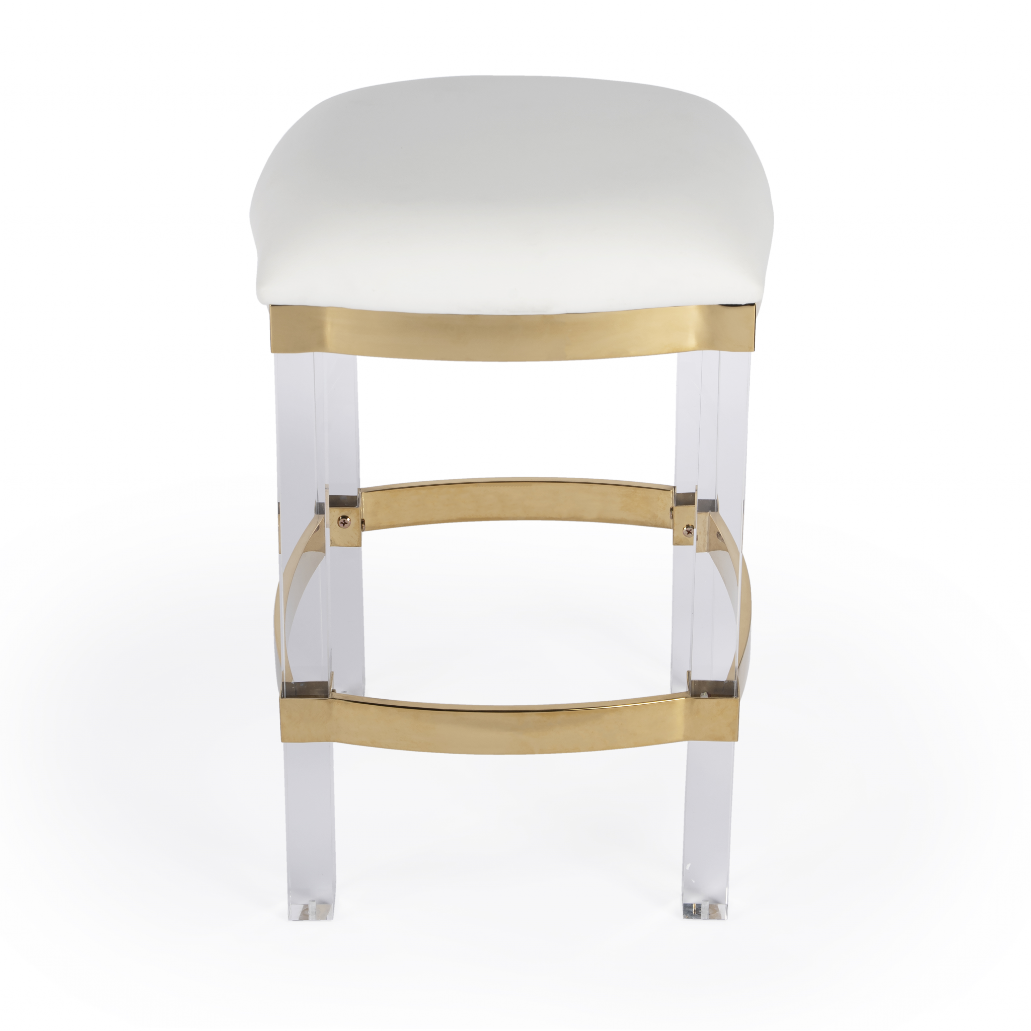 24" White and Gold Accent Barstool