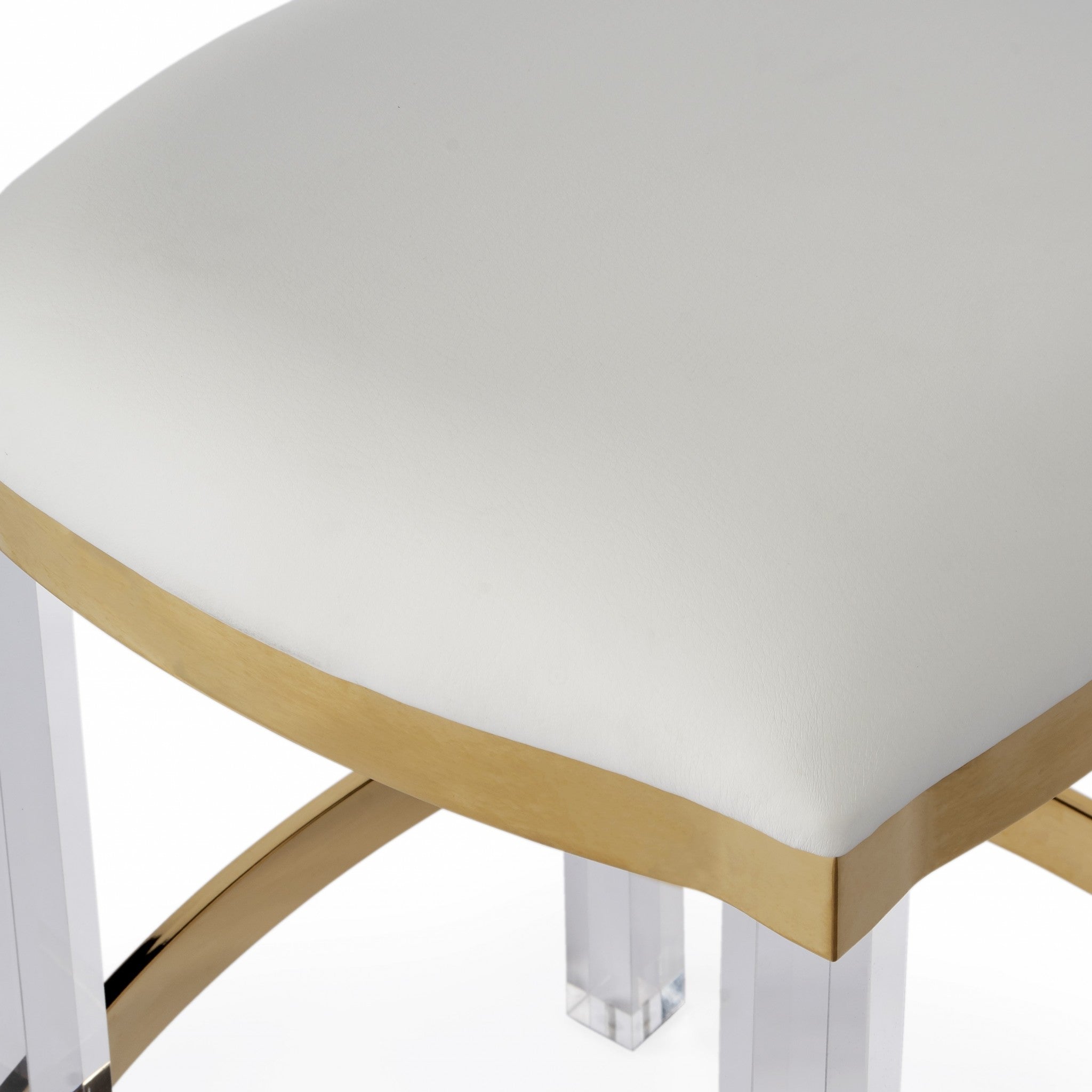 24" White and Gold Accent Barstool