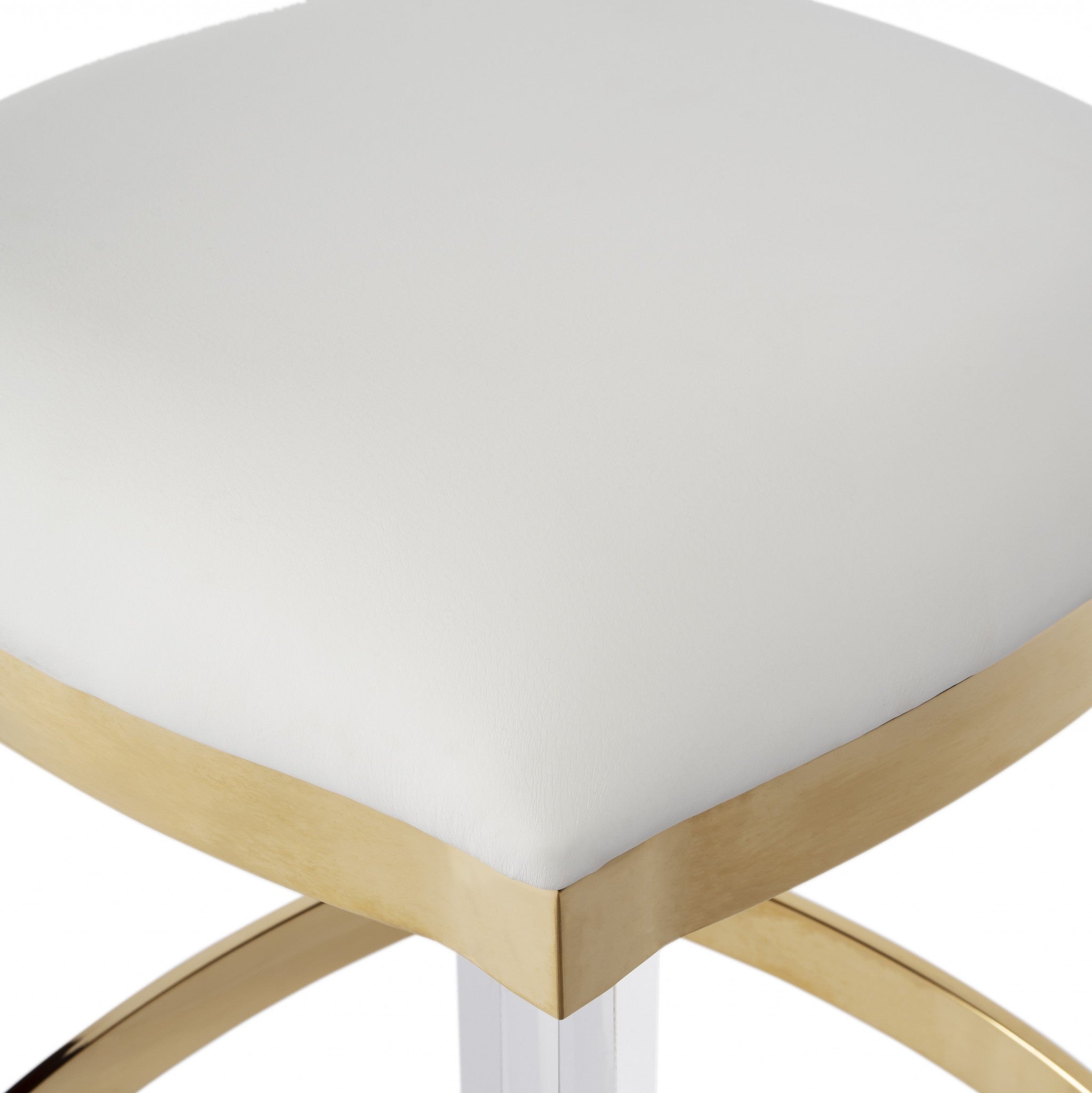 24" White and Gold Accent Barstool