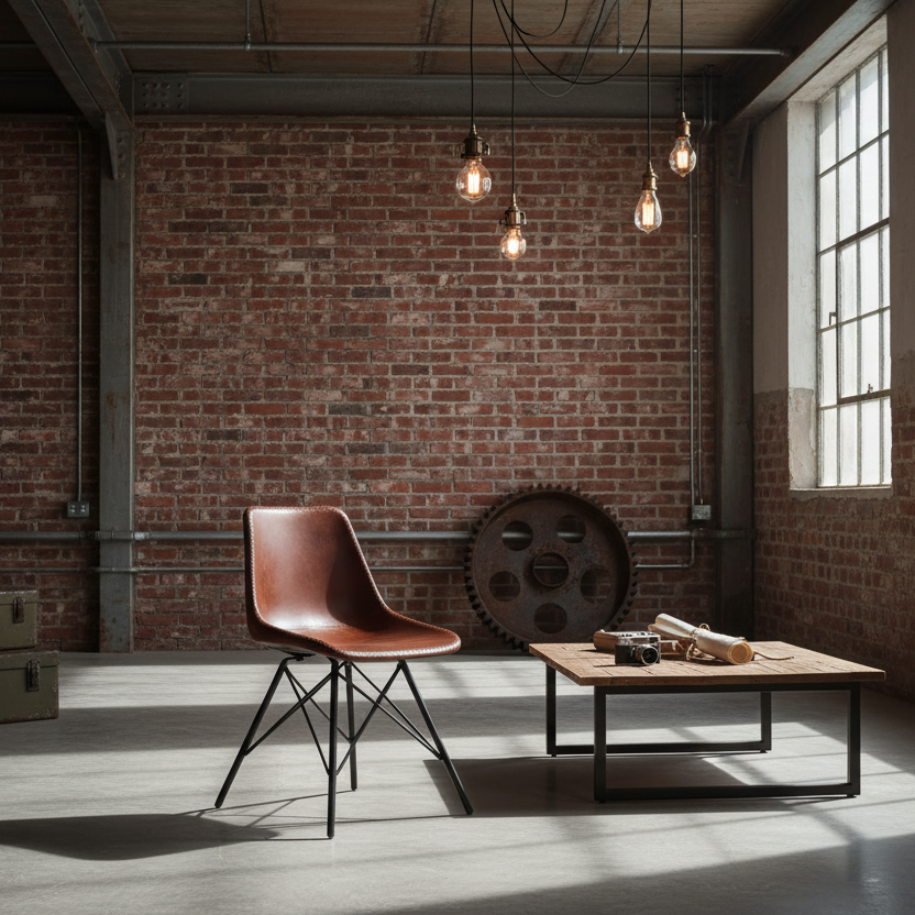 21" Brown Faux Leather Side Chair