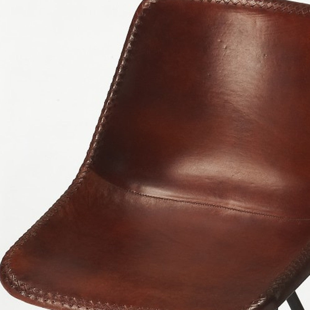 21" Brown Faux Leather Side Chair