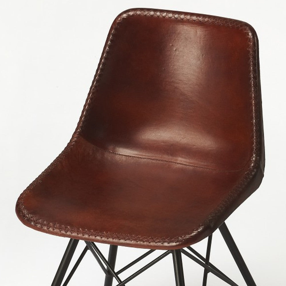 21" Brown Faux Leather Side Chair