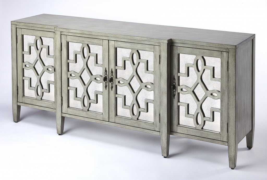 71" Olive Gray Mirrored Sideboard