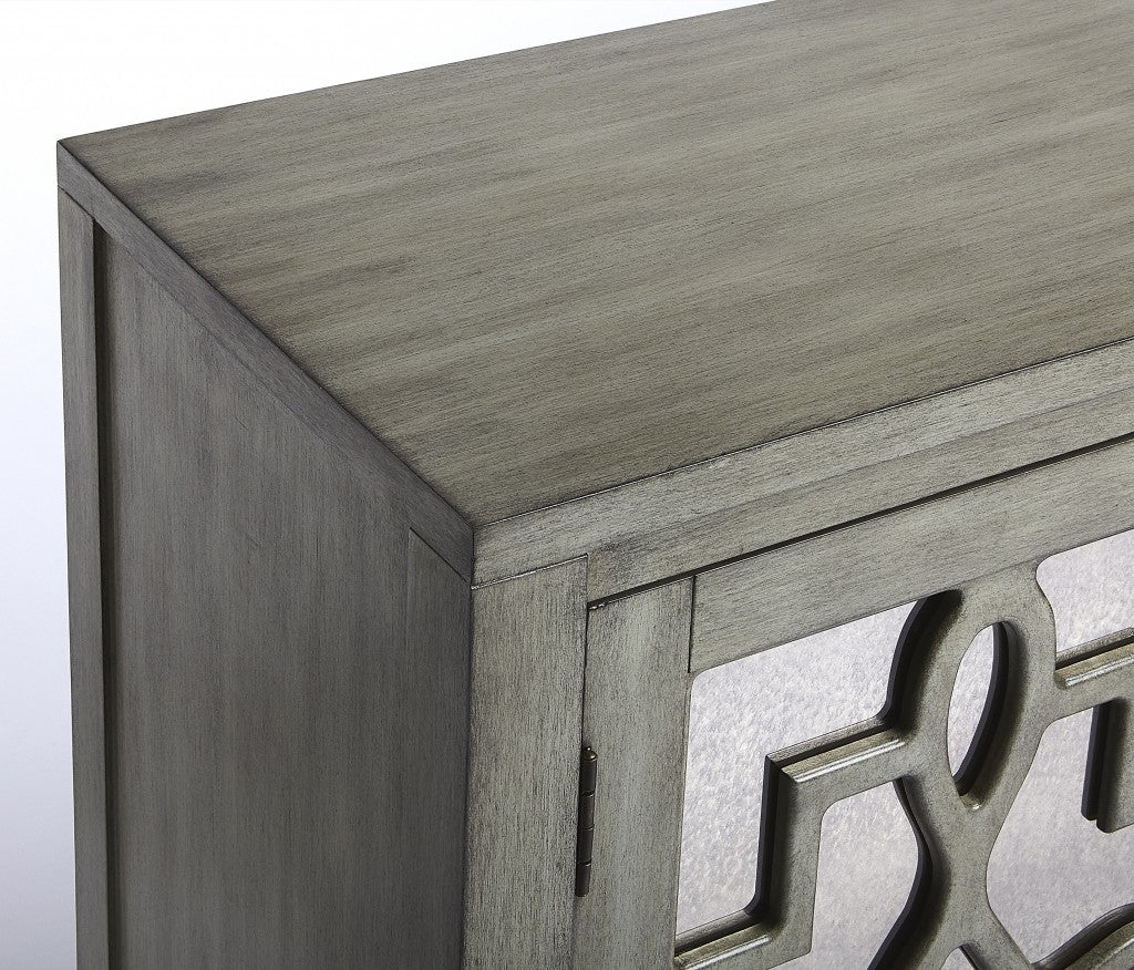 71" Olive Gray Mirrored Sideboard