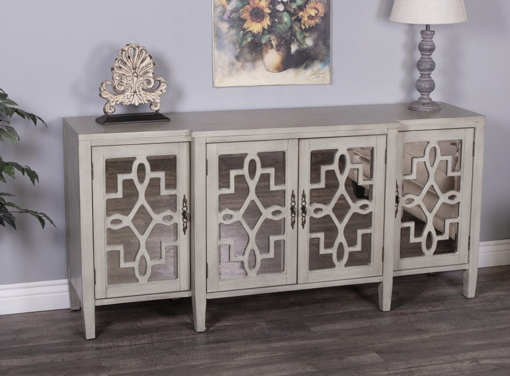 71" Olive Gray Mirrored Sideboard