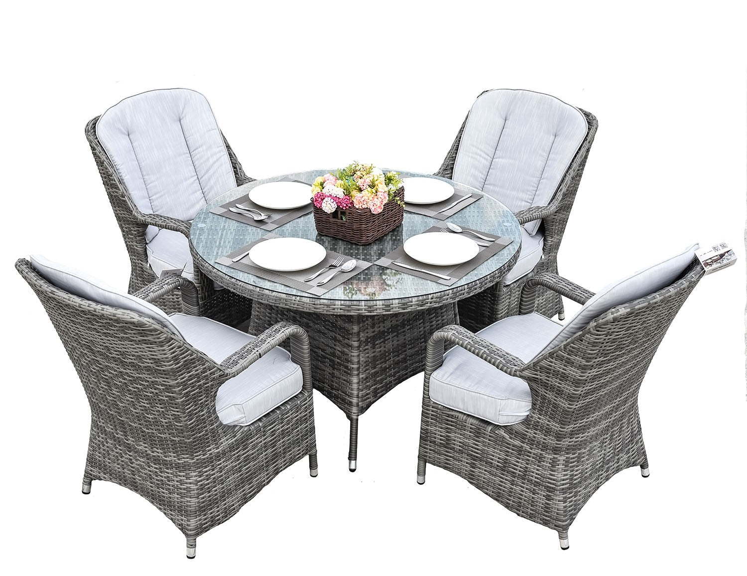 Five Piece Gray Outdoor Dining Set