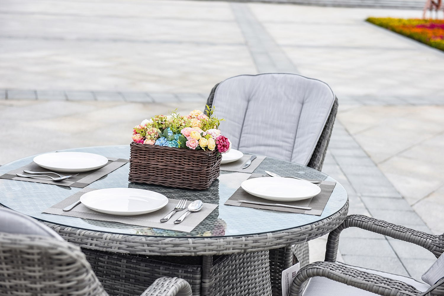 Five Piece Gray Outdoor Dining Set