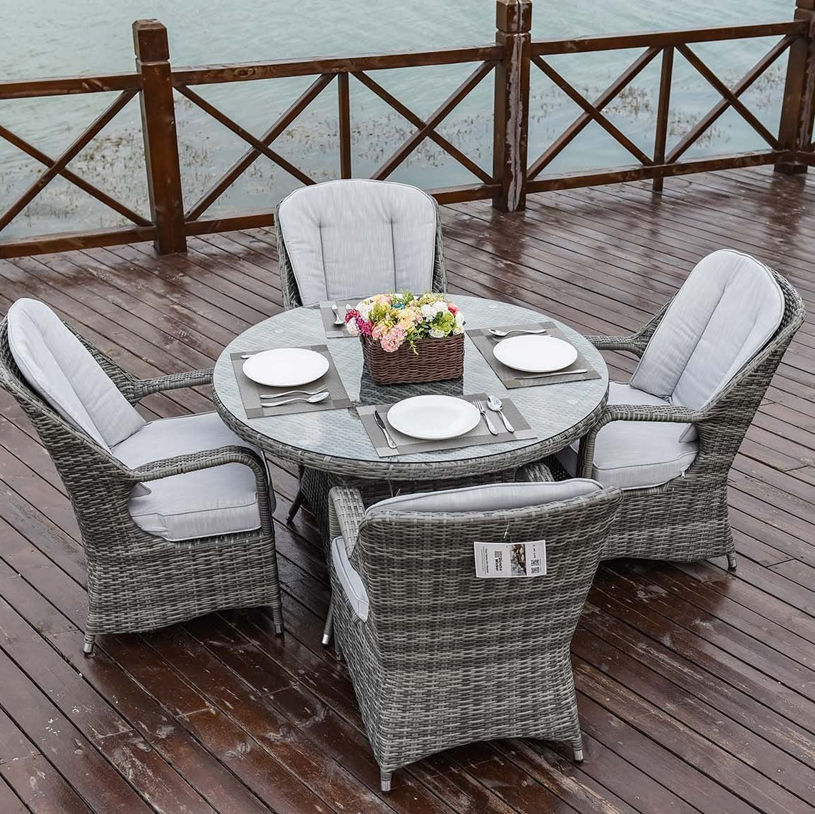 5 Piece Gray Outdoor Dining Set