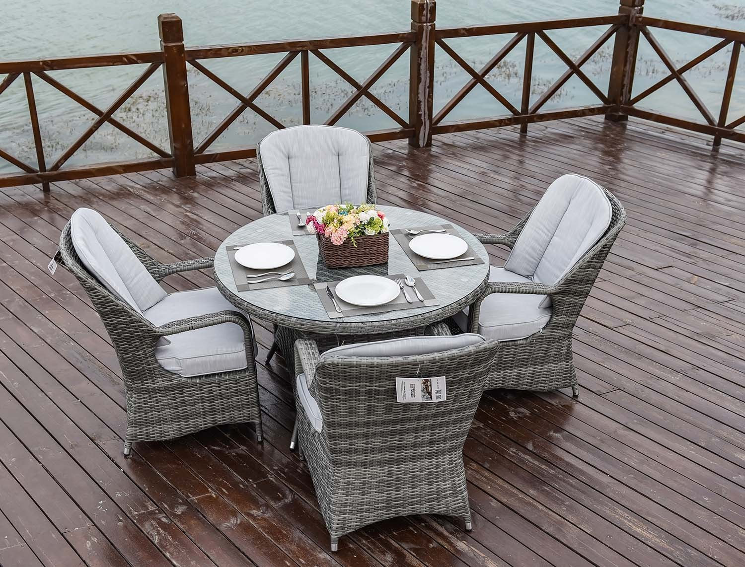 Five Piece Gray Outdoor Dining Set