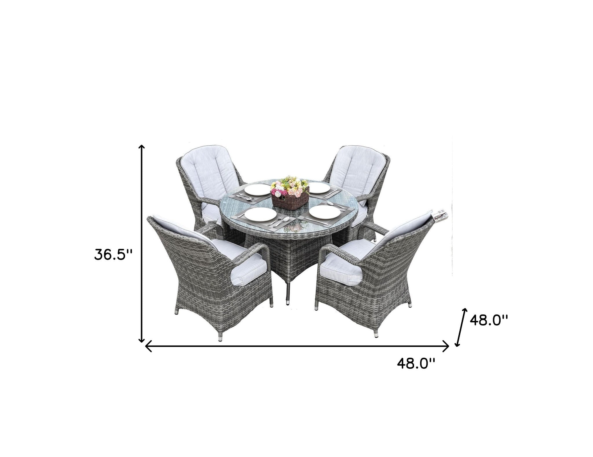 Five Piece Gray Outdoor Dining Set