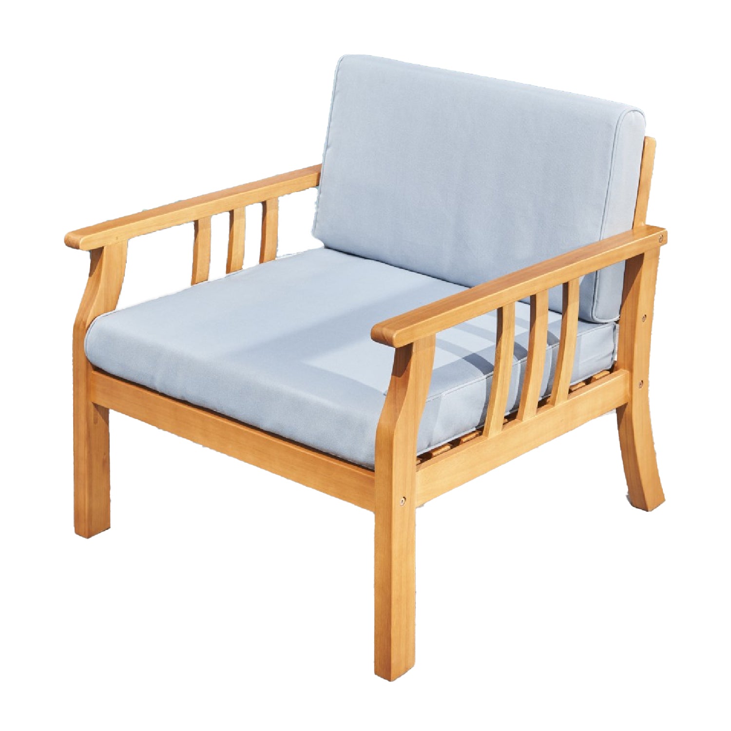 33" Aqua and Brown Wood Outdoor Accent Chair