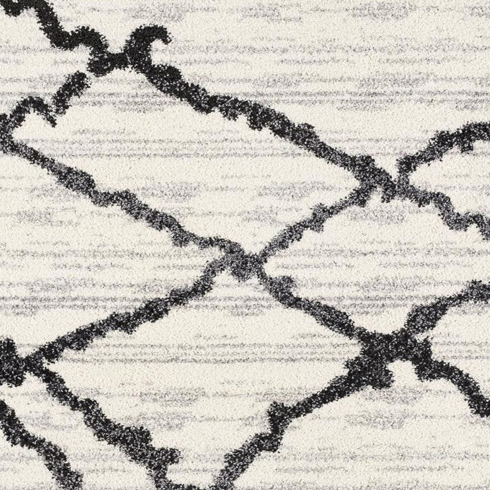 White and Black Jagged Lines Area Rug