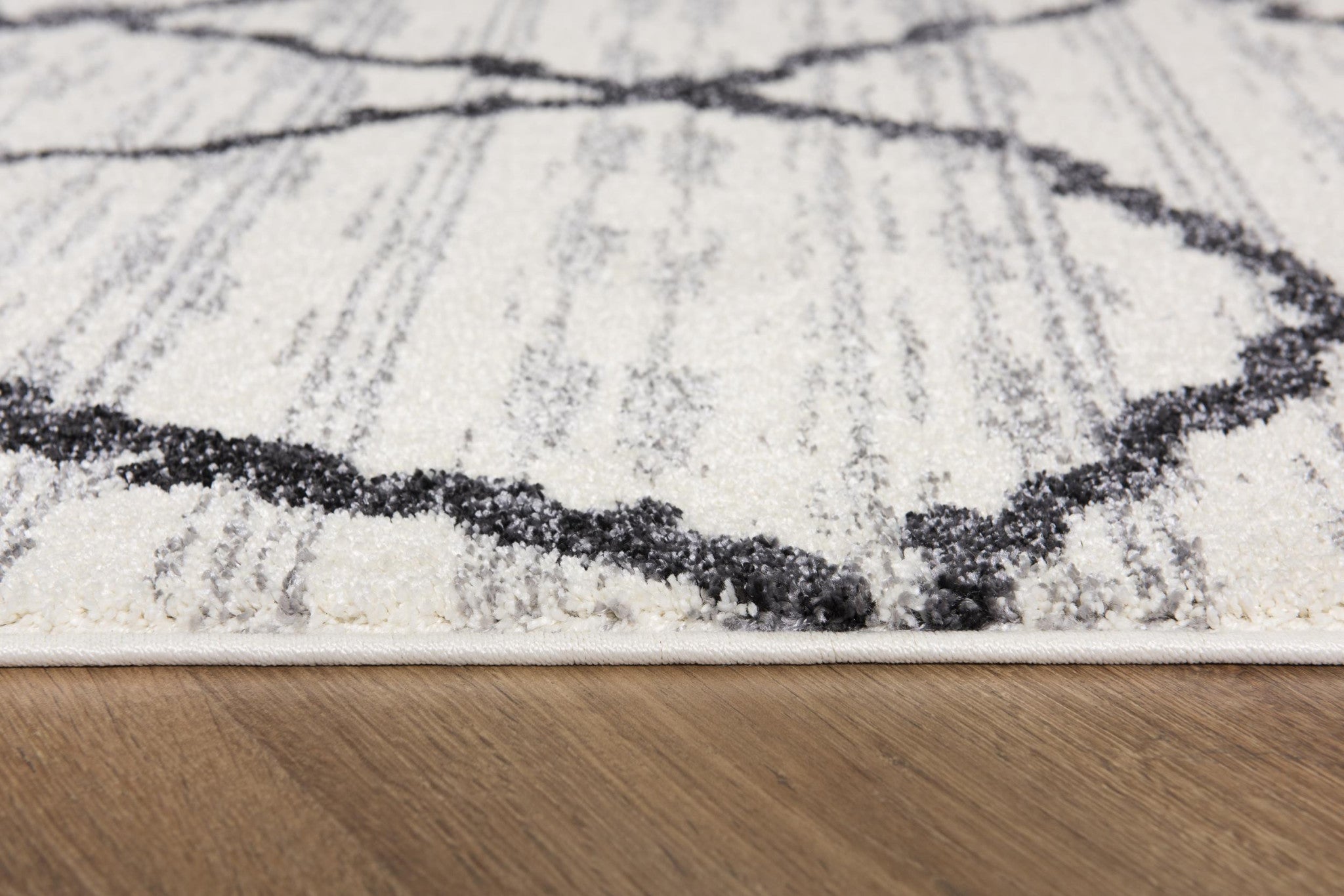 White and Black Jagged Lines Area Rug