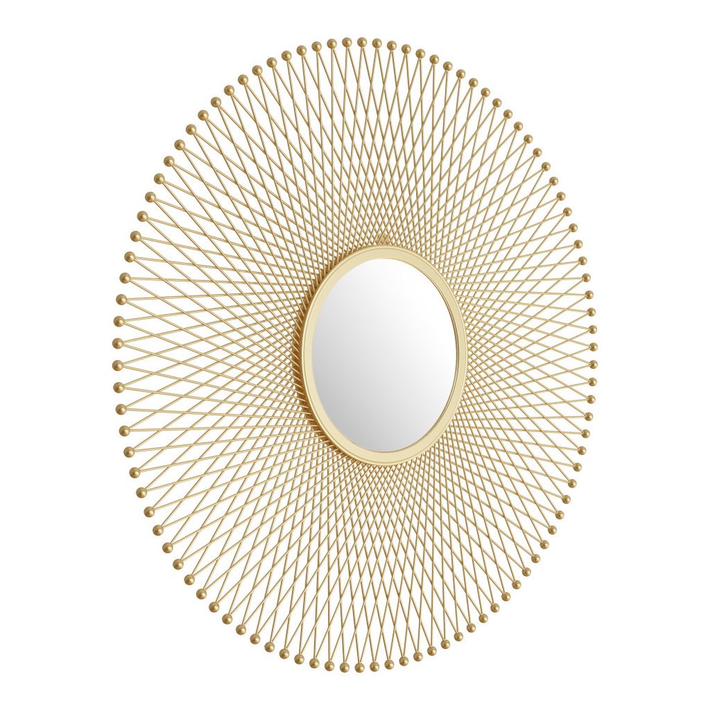 35" Gold Round Pin Framed Mirror