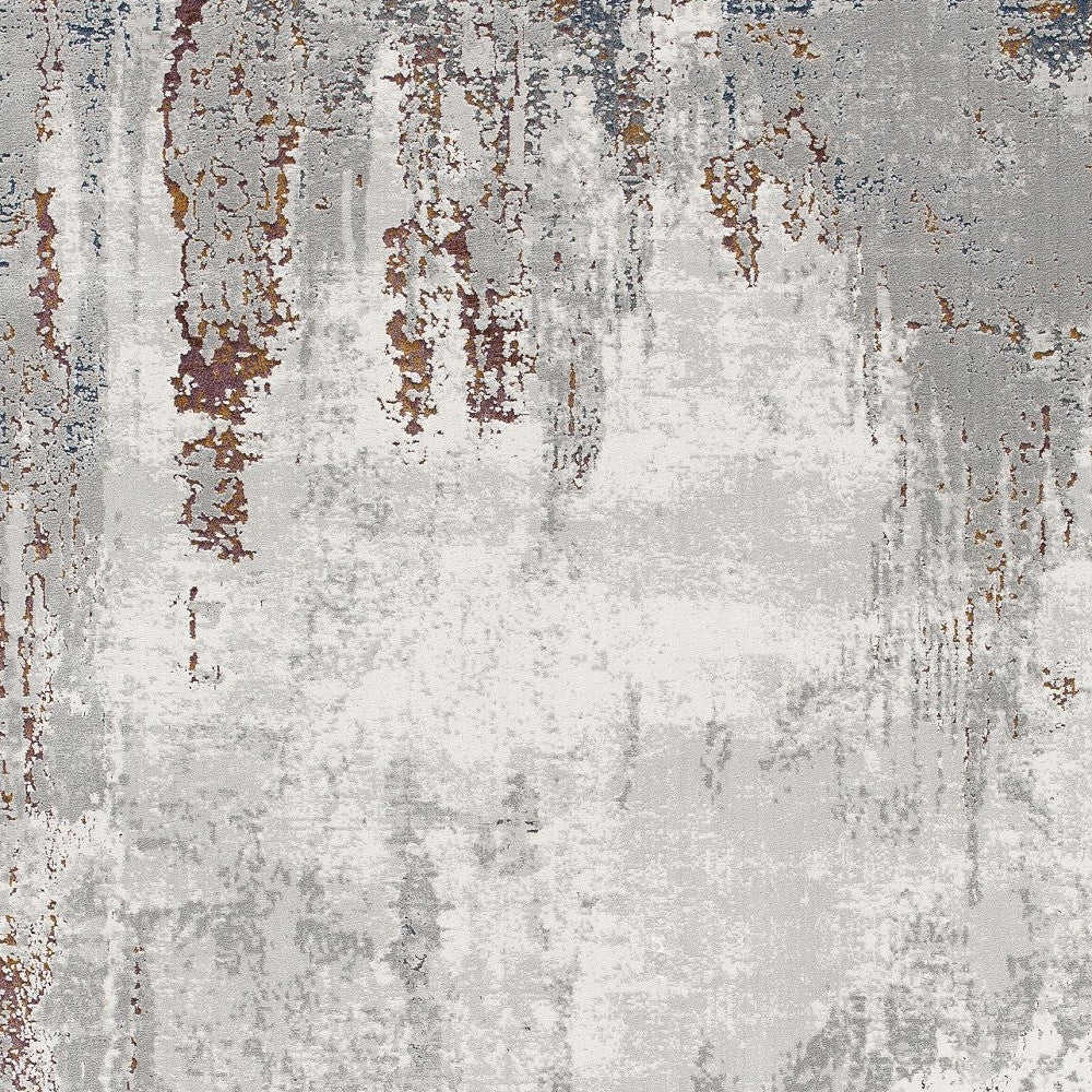 Gray and Ivory Faded Center Abstract Area Rug