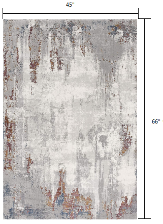 Gray and Ivory Faded Center Abstract Area Rug