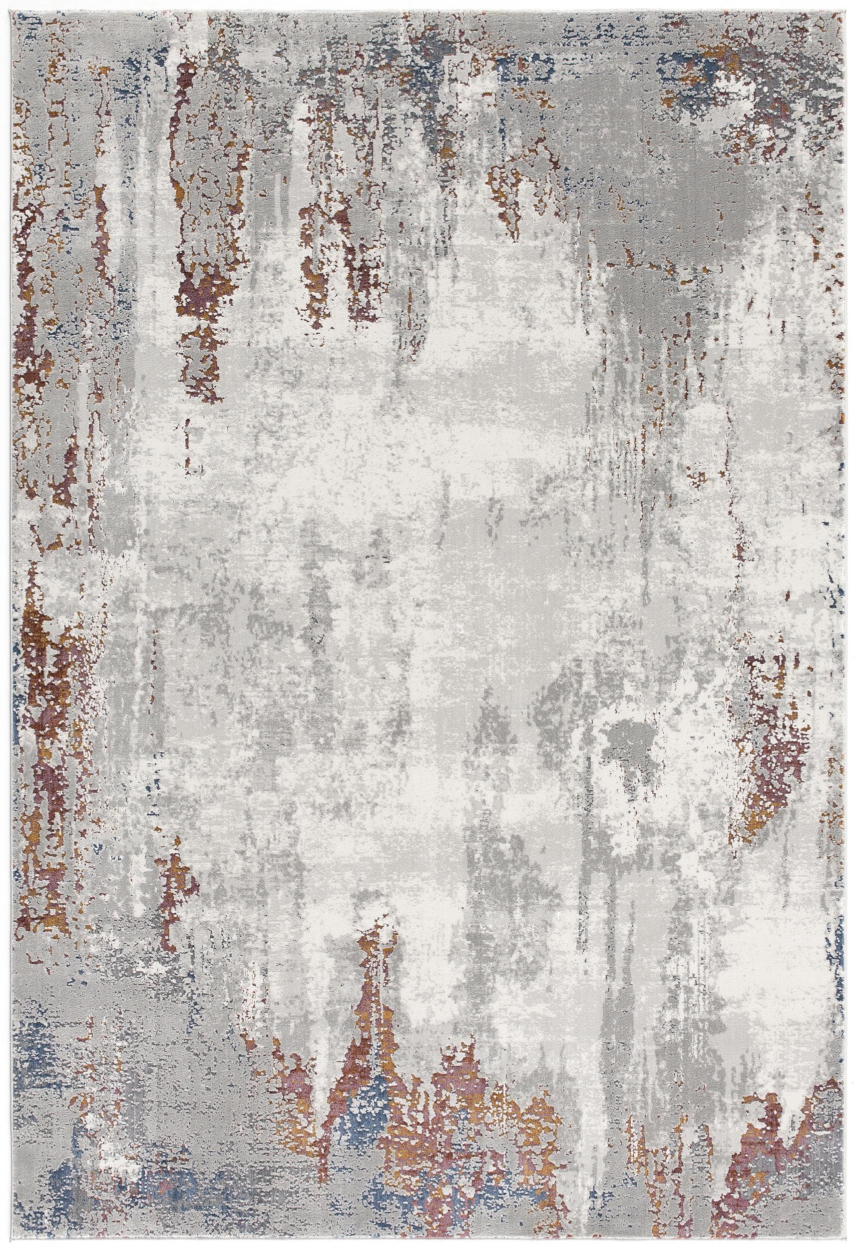 Gray and Ivory Faded Center Abstract Area Rug