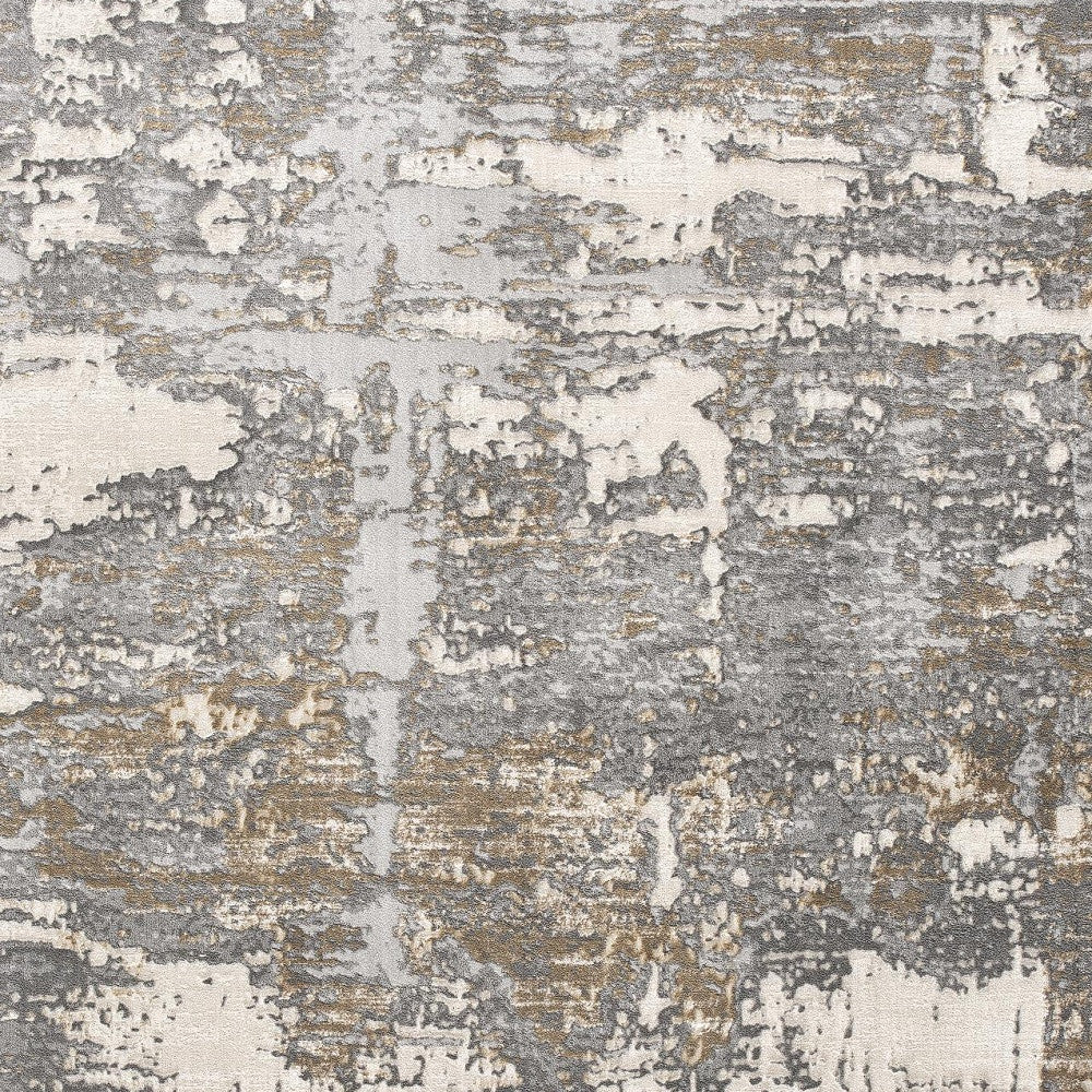 White and Gray Distressed Abstract Area Rug